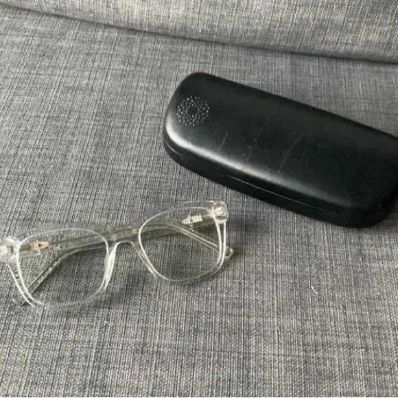 Main and central | blue reflect lens transparent computer glasses with hard case - Picture 1 of 2